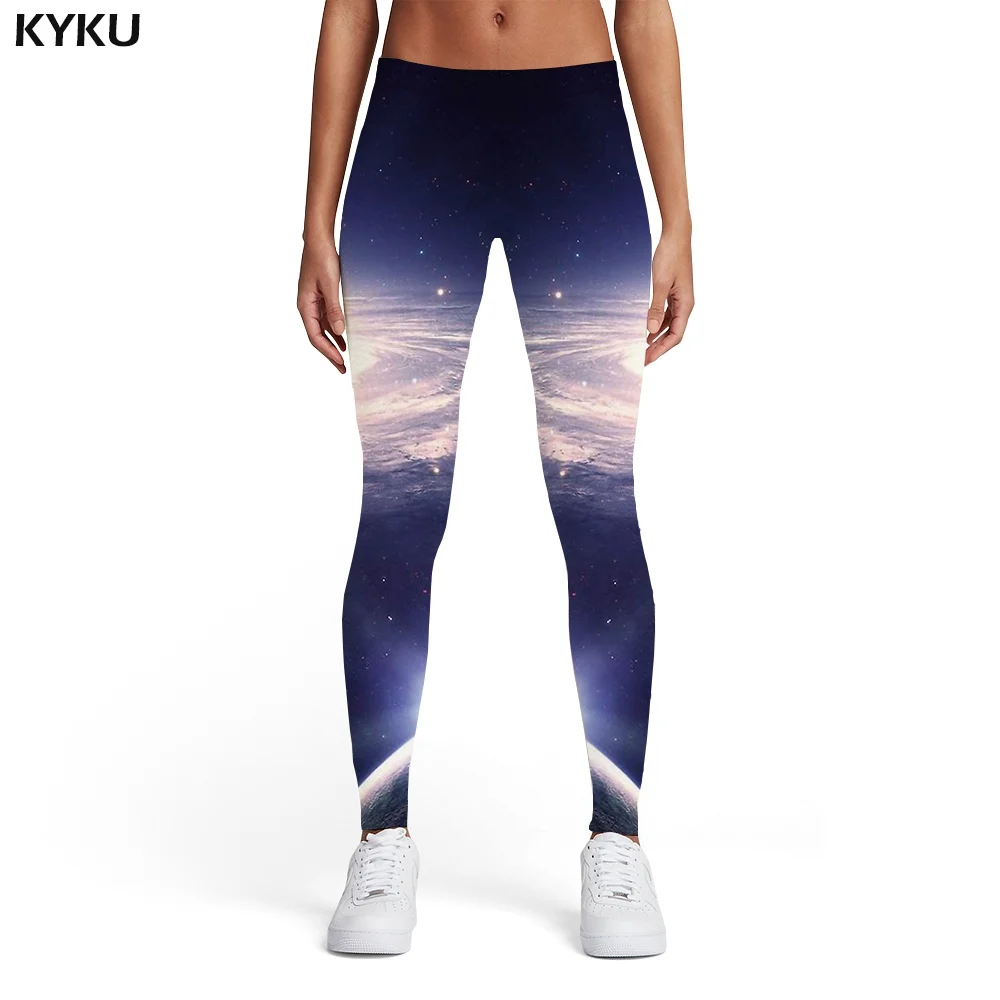 KYKU galaxy Леггинсы женские синие спортивные космические дамские Harajuku спандекс готические сексуальные женские s легинсы, штаны для фитнеса модные летние - Цвет: Ladies leggings02