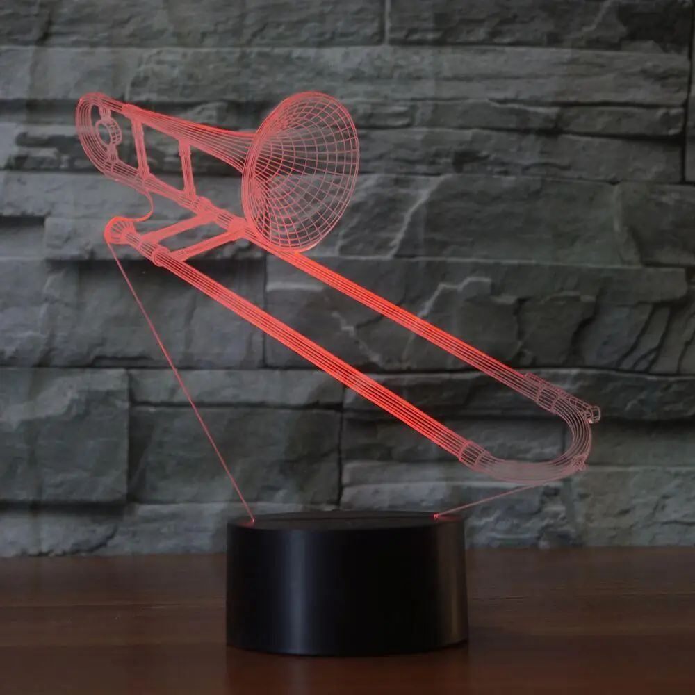 3d лампа на тромбоне Креативный светодиодный ночсветильник с питанием от Usb