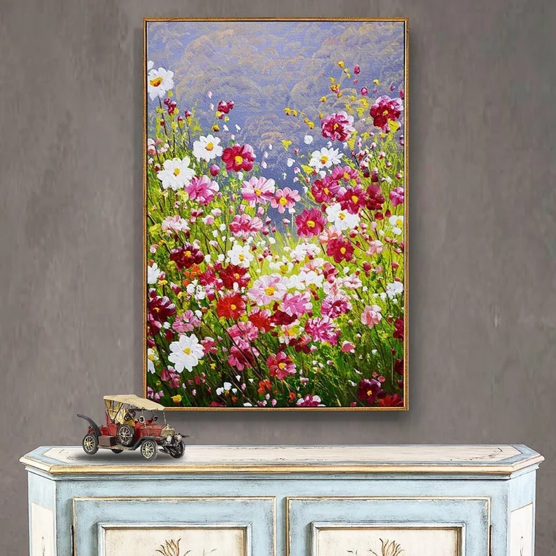 

Brightly colored flowers Arts Needlework 14CT Canvas Unprinted bedroom Handmade Embroidery Aida Cross Stitch Kits DIY Home Decor