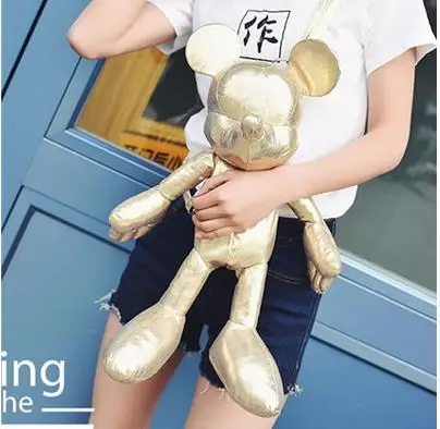 Mickey gold Новая Персонализированная модная симпатичная мультяшная стильная повседневная женская сумка на плечо из искусственной кожи, школьная сумка, женская сумка, женская сумка - Цвет: Mickey gold
