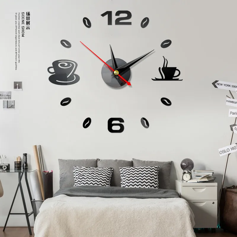 3D настенные часы для кухни домашний декор цифровые с цифрами кофе сделай сам