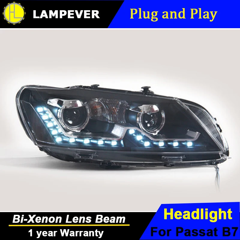 Lampever для Фольксваген Пассат B7 фары 2011-2015 светодиодные Bi Xenon дальнего ближнего