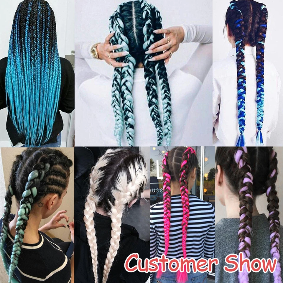 Leeven 100g 24'' Jumbo Braids kanekalon synthetic ombre braiding hair Burgundy Blue Pink xpressions crochet extension 1PCS |