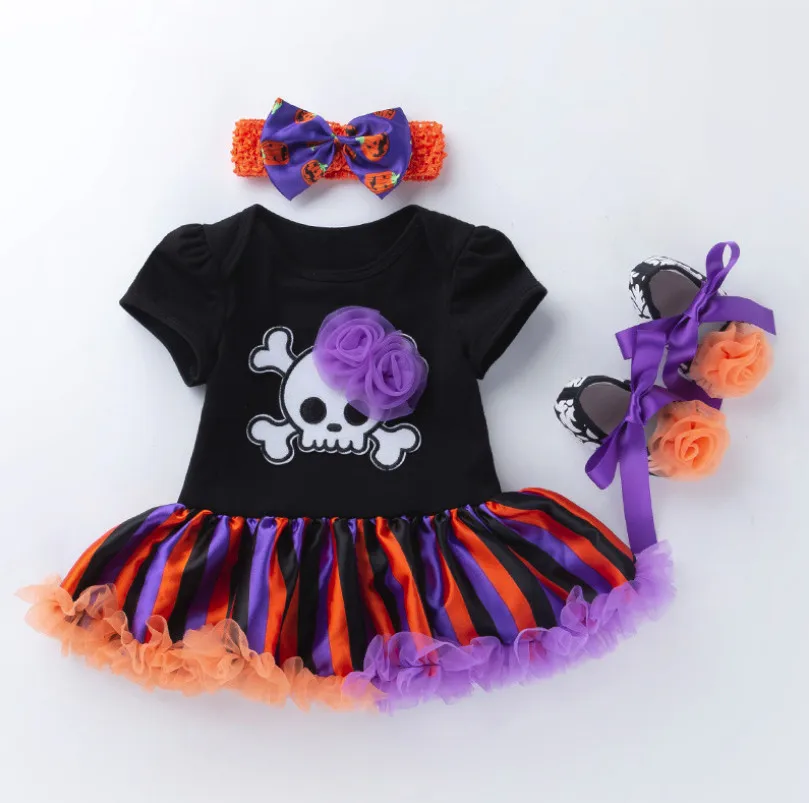 Hot Newborn Baby Girls Rompers Children Pumpkin Print Jumpsuit Tutu Skirt 3 piece Clothing Set Kids Halloween Party Outfits Gift | Мать и