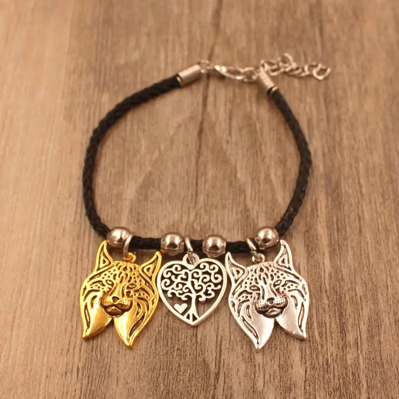 Очаровательный браслет Lynx с кошкой животным для женщин мужчин пары веревка