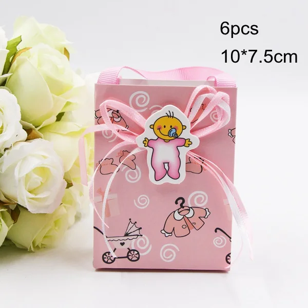 6pcs pink Милые Коробки для конфет, детские ножки, синие и розовые бумажные подарочные коробки, украшения для детей, день рождения, вечеринка, сделай сам, принадлежности для детского душа - Цвет: 6pcs pink