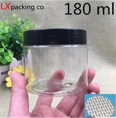 180 ml black lid 30 шт 50 100 150 180 200 250 мл Крем Конфеты Пластиковая упаковка бутылка черная баночка с крышкой pill контейнер для специй банка - Цвет: 180 ml black lid