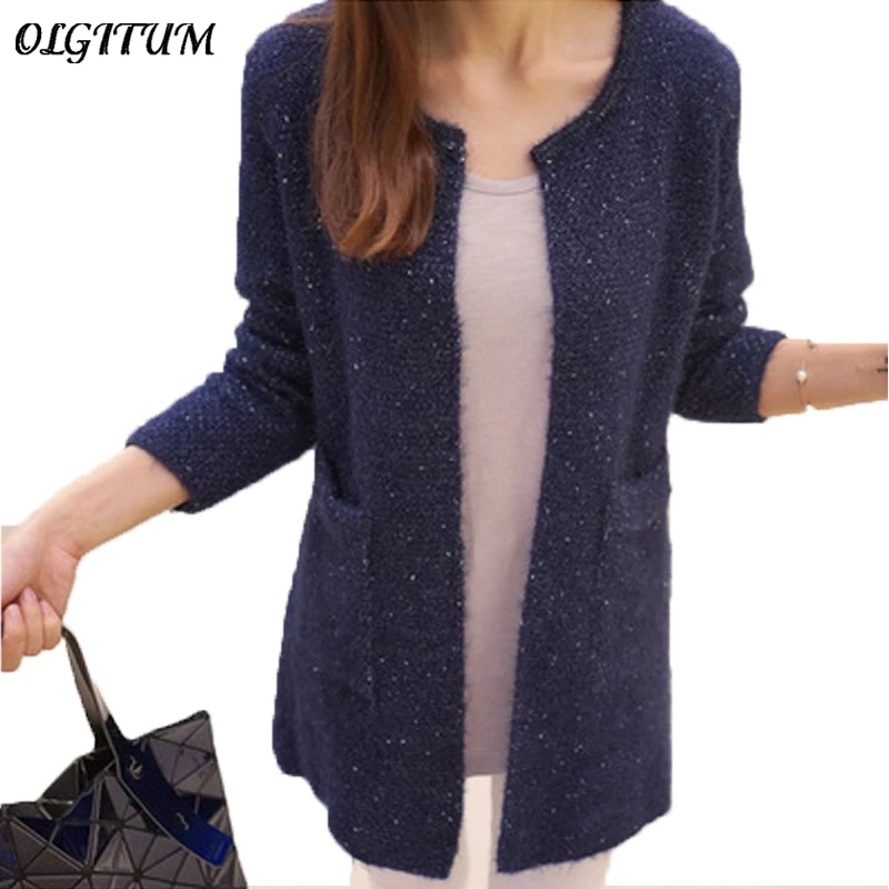 OLGOTUM 2019 New Spring&ampAutumn Women Casual Long Sleeve Knitted Cardigans Autumn Crochet Ladies Sweaters Fashion Cardigan |