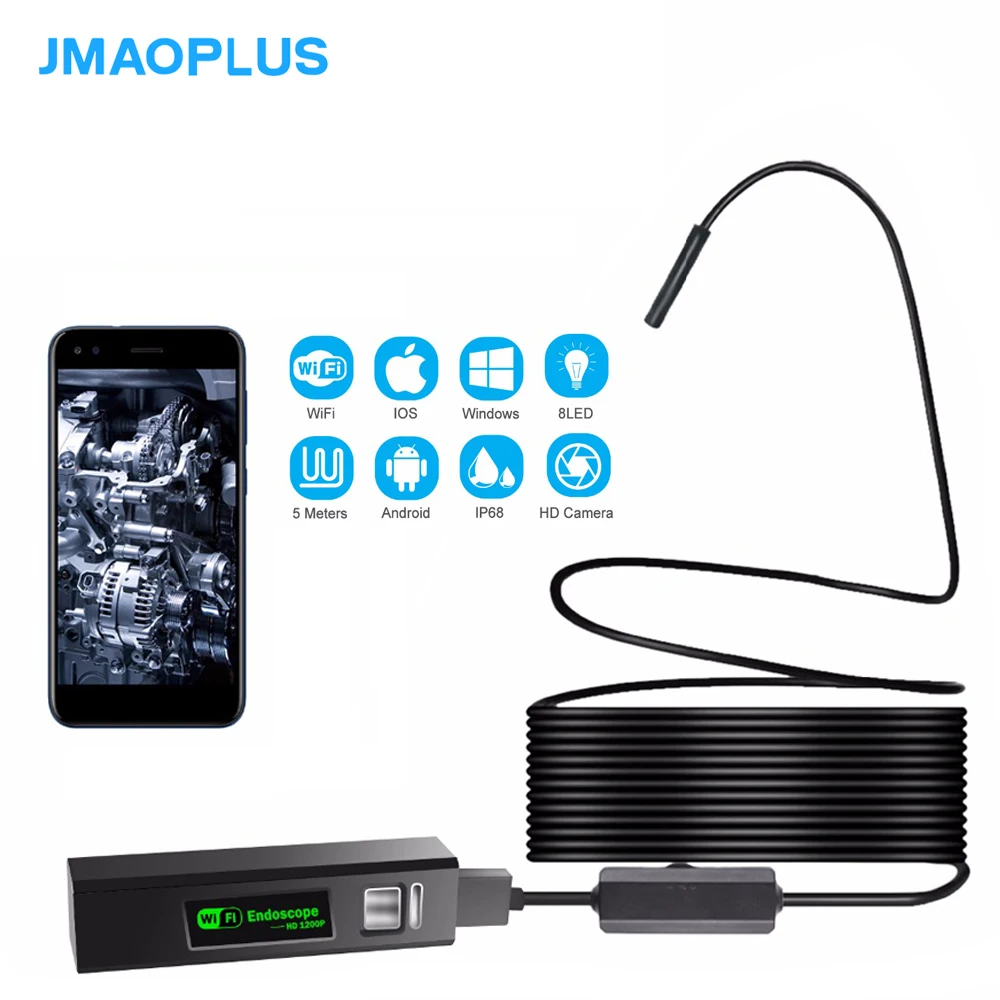 8 мм эндоскоп 10 м 1200p Wifi отоскоп камера гибкий видео бороскоп IOS для Iphone|Камеры