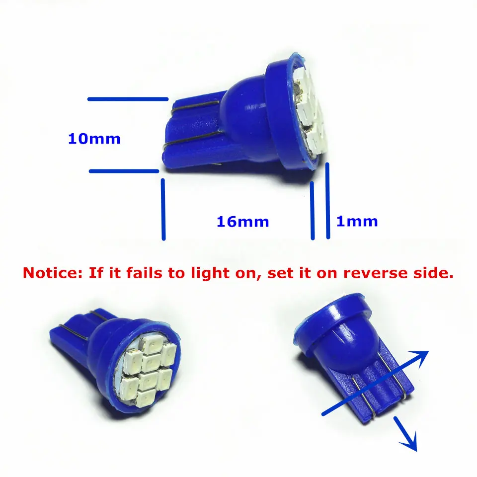 12V светодиодный синий цвет автомобильная лампа T10(8*1206 SMD лампа) W5W W2.1X9.5d для