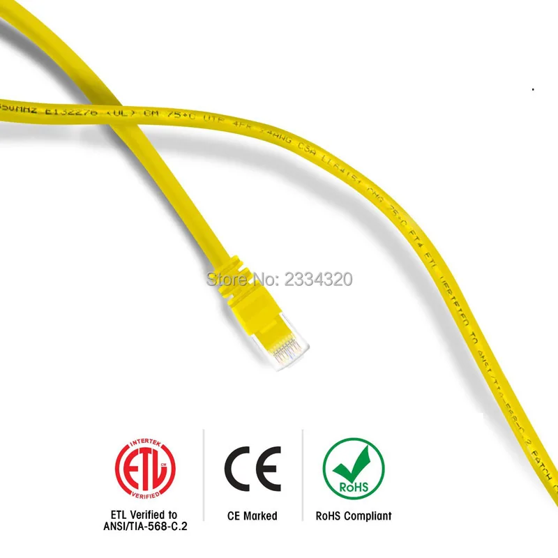 Cat5e Ethernet патч-кабель 1 фут-8P8C RJ45 компьютер LAN сетевой шнур желтый 16 упаковок/лот |