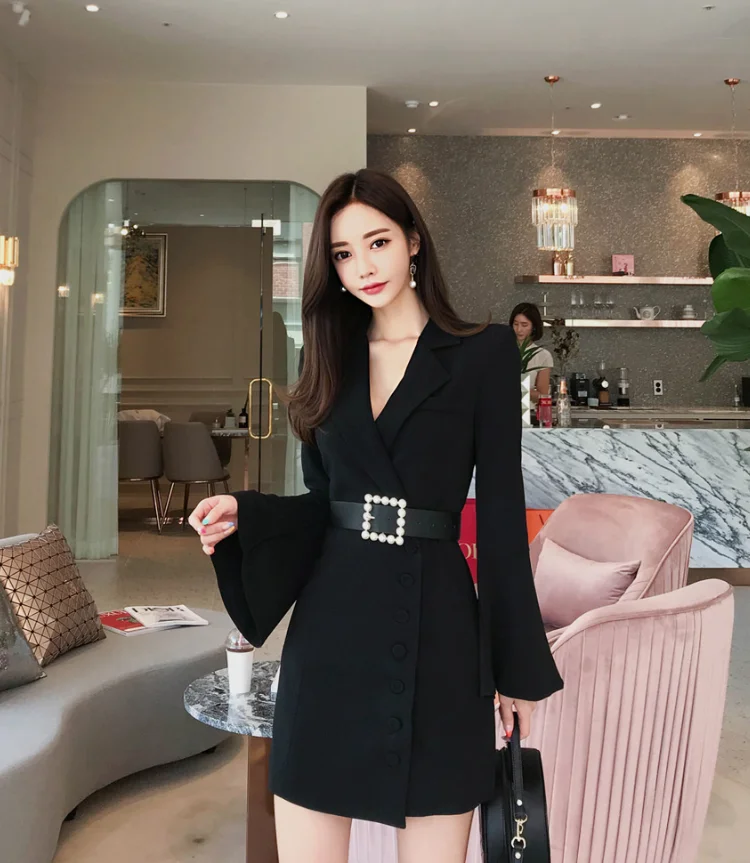H Han queen, корейское модное облегающее платье, для женщин,, Осеннее, однотонное, одежда для работы, Бизнес Стиль, платья-карандаш, Сексуальные облегающие платья