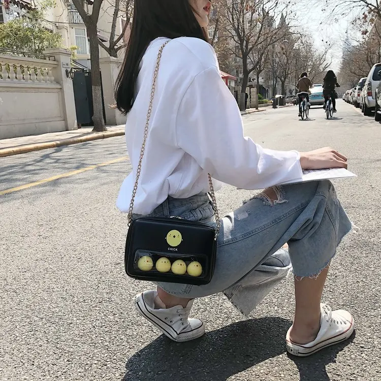 Летние новые модные сумки для женщин pu кожаные сумки женские повседневные Мультяшные цепи женская сумка-мессенджер сумки на плечо