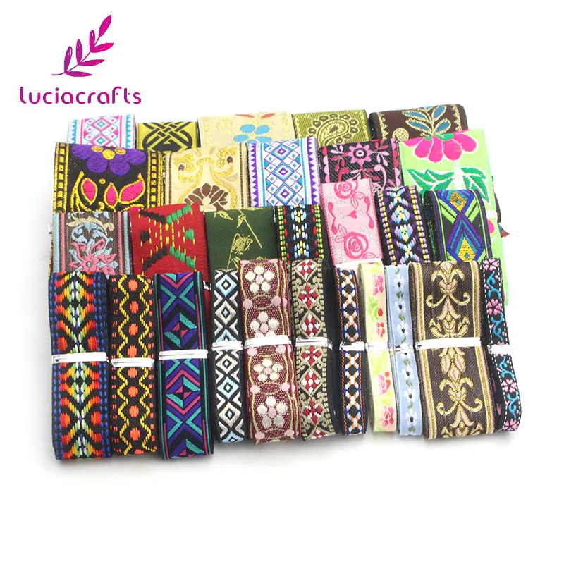 Lucia crafts случайный смешанный 12 лет/лот 6-50 мм жаккардовые вышитые ленты DIY Одежда оберточная отделка Швейные аксессуары Q0707
