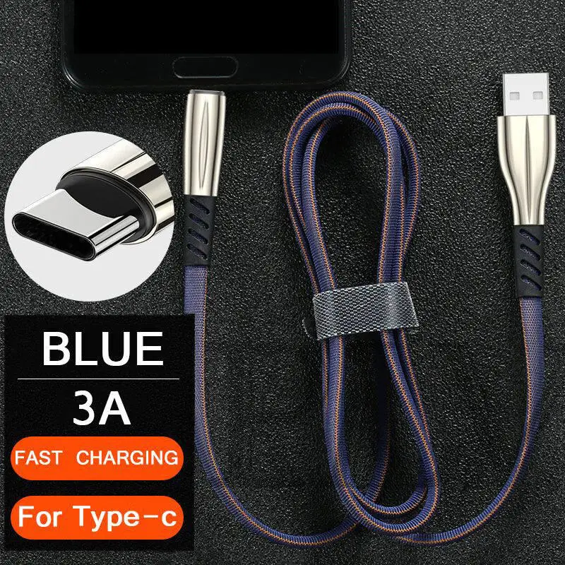 Кабель Micro USB для быстрой зарядки, кабель для передачи данных, 1 м, 2 м, кабель type-c для зарядки samsung S10, S9, S8 Plus, Xiaomi, Android, мобильного телефона - Цвет: Blue