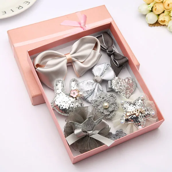 silvery gray 10 шт./кор. милые дети шпилька ручной работы мультфильм кролик бантом крылья звезды заколки для волос интимные аксессуары дети обувь д - Цвет: silvery gray