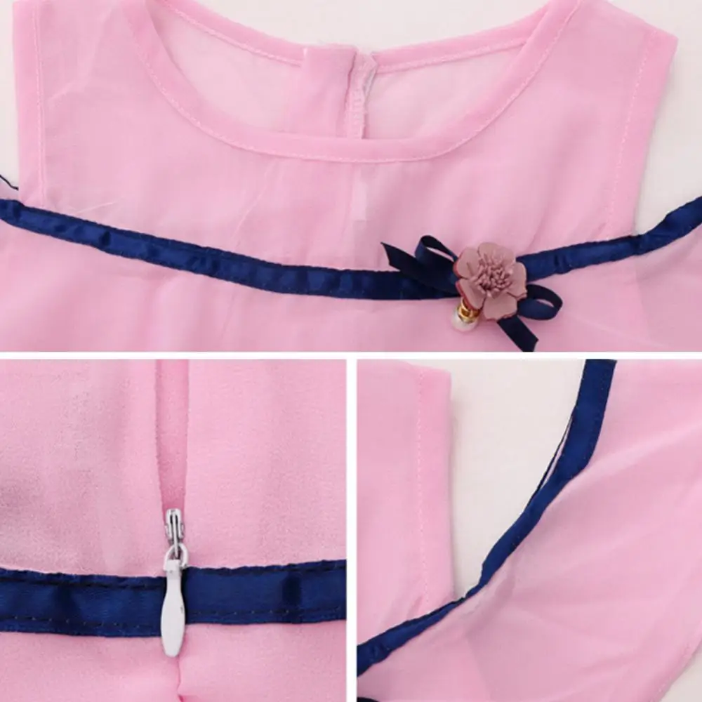 Платья для девочек шифоновое платье с круглым вырезом принцессы оборками без