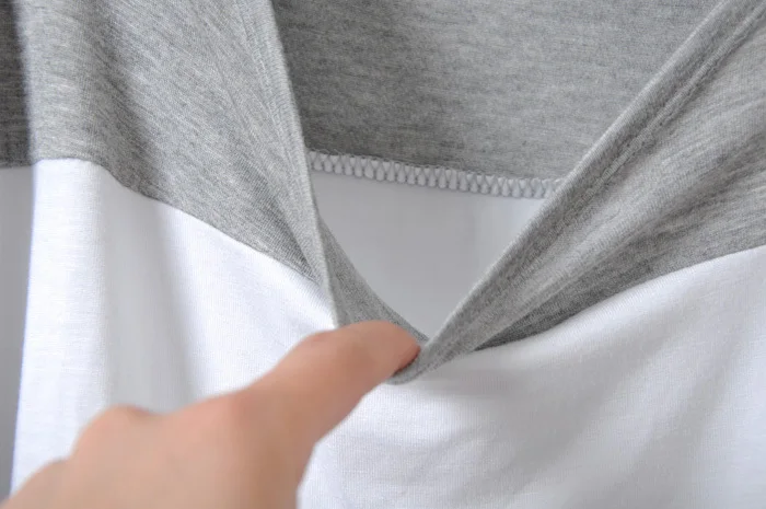 2014 spring European style loose cotton shirt big yards down a different color stitching Ms. female long-sleeved T | Женская одежда