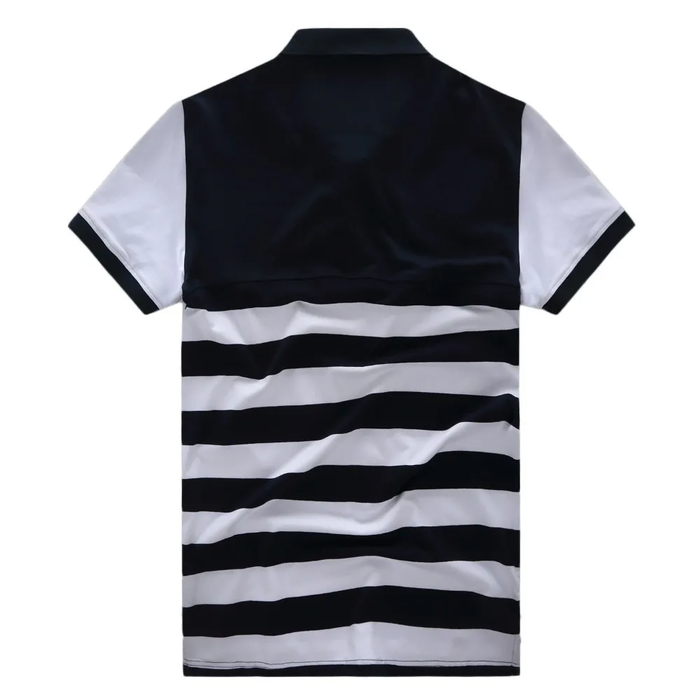 Мужская рубашка-поло в полоску с коротким рукавом и отложным воротником | одежда