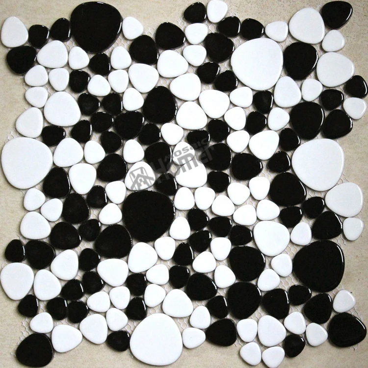 shipping free!! white and black ceramic mosaic tiles pebble kitchen floor bathroom shower wall | Дом и сад