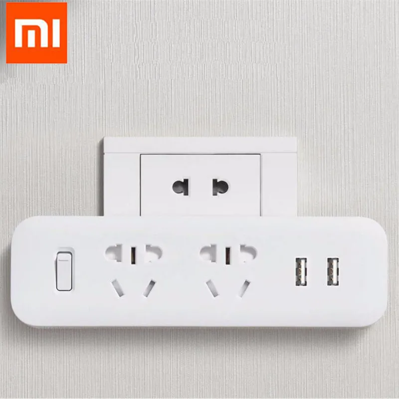 Xiaomi Mijia преобразователь питания портативный штекер Адаптер для путешествий для домашнего офиса 5 в 2.1A 2 розетки 2 USB быстрая зарядка