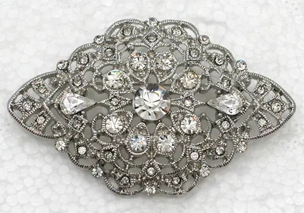 

Flower Brooch Clear Rhinestone Bridal Wedding party Pin brooches C711 A