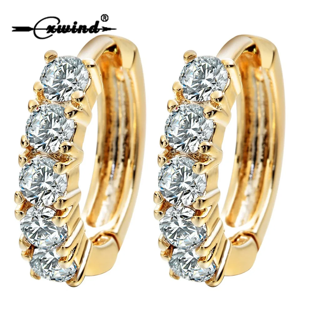 

Cxwind Luxury Small Hoop Earrings Fashion for Women Girl Round Crystal Zirconia Circle Earrings Statement Jewelry brincos