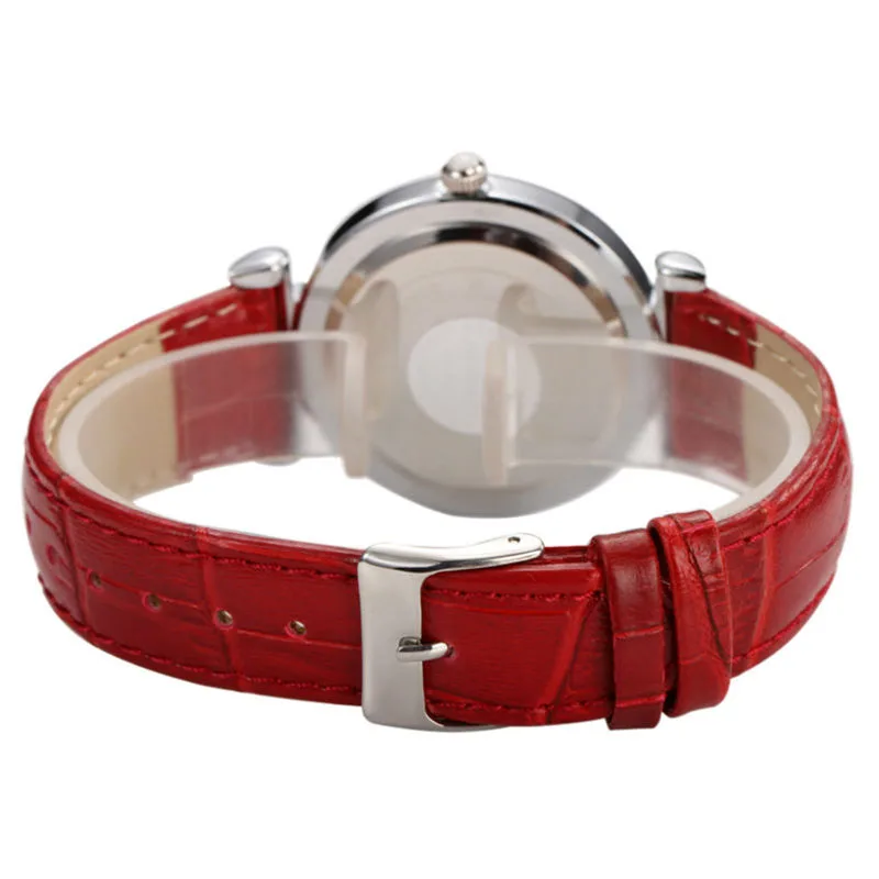 Розовое золото Для женщин часы кожаный ремешок Стразы наручные женские