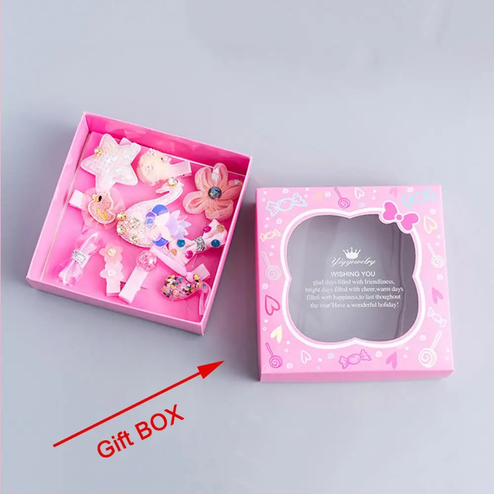 Детская 10 шт./партия Подарочная коробка заколки для волос девочек с лазерными