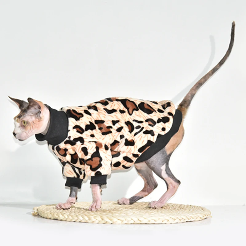 Домашних животных теплые зимние кошка Сфинкс одежда флисовая мягкая Костюмы для