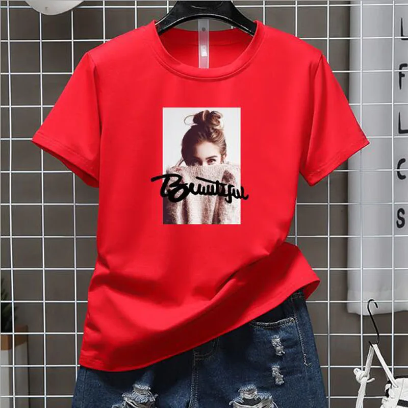 

Spring Summer New Style T shirt Women High Quality Short Sleeve Round Neck Women Tops Tees Slim Fit T-shirt Women