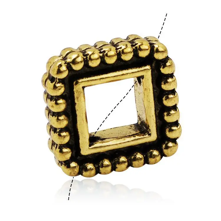 Квадратная Металлическая гранулированная рамка из бисера с золотым покрытием