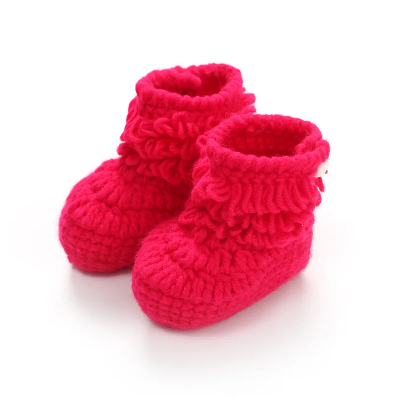 New Fashion Baby Crib Shoes Crochet Knit Fleece Boots For Boys&ampGirls Lovely Warm Infants Socks Handmade Wool 2018 Winter | Мать и