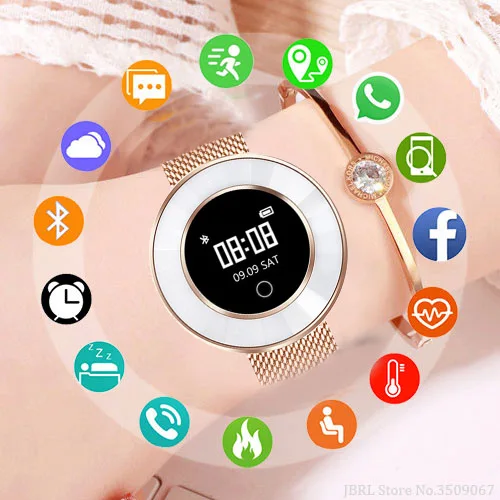 Bluetooth Смарт-часы для женщин пульсометр кровяное давление водонепроницаемый