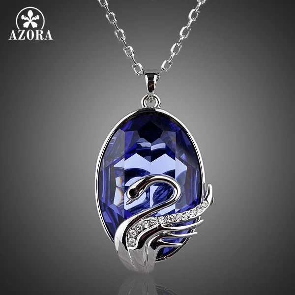 Ожерелье с австрийским кристаллом Stellux AZORA Swans Fly Blue Sky White Gold ожерелье подвеской