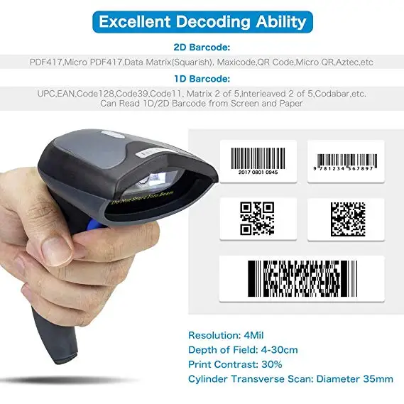 QR сканер штрих-кодов проводной автоматический USB 1D 2D с подставкой для Мобильных