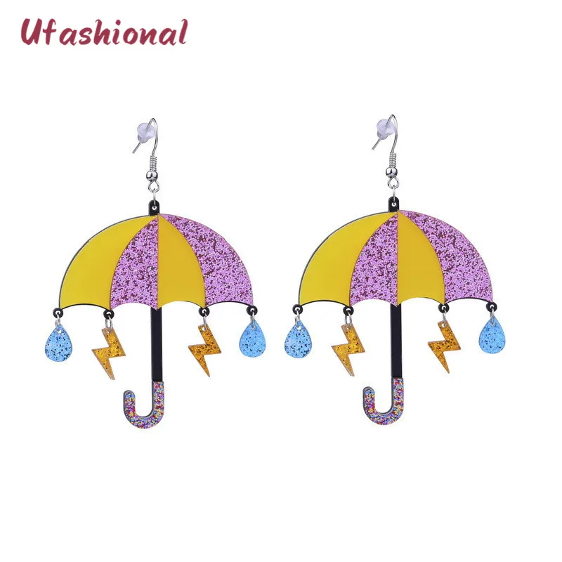 Ufashion aretes de mujer зонтик акриловые длинные висячие серьги в стиле панк для женщин ювелирные украшения массивные аксессуары