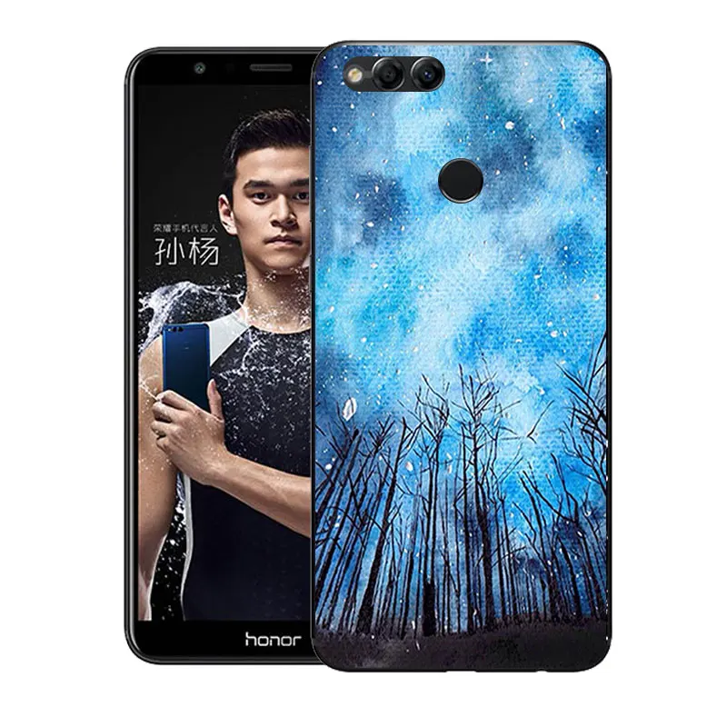 Силиконовые чехлы для Huawei Honor 7X чехол 5 93 дюйма 7 X задняя крышка телефона с принтом