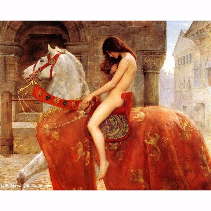 Hand-painted oil painting john collier Lady Godiva world famous on horse home decorative Portrait On Canvas | Дом и сад
