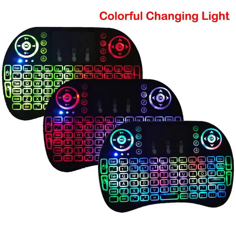 Беспроводная мини клавиатура 2 4 ГГц I8 RGB 7 цветов с подсветкой i8 Английский