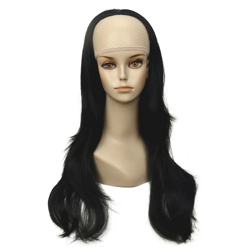 StrongBeauty Женские Половина парик черные длинные волнистые синтетические 3/4 парики
