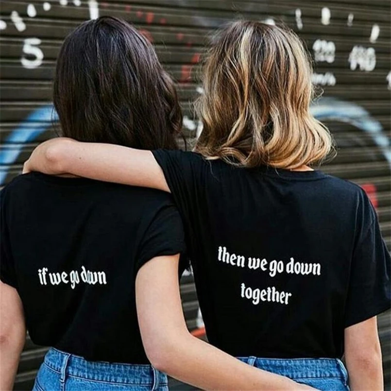 Повседневная футболка с надписью Best Friend BFF для женщин и девочек пар хлопковые