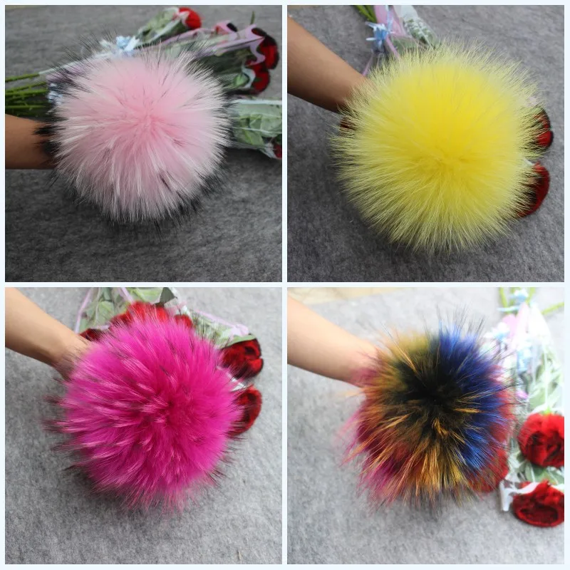 4 шт./лот новые цветные помпоны из натурального меха енота для творчества