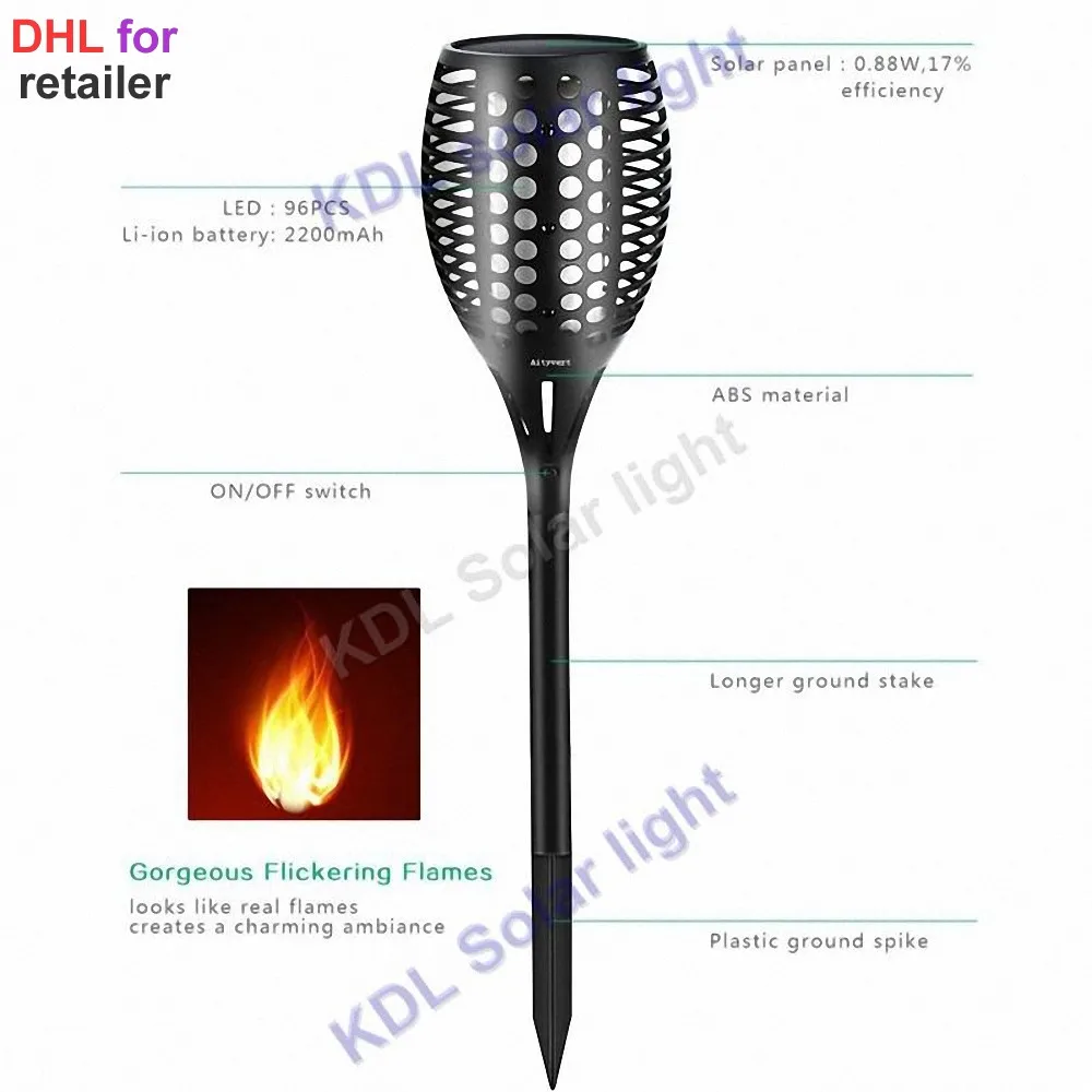 1 шт. Солнечная лампа 96 светодиодов газон танцы пламя фонарь радар 3 режима работы