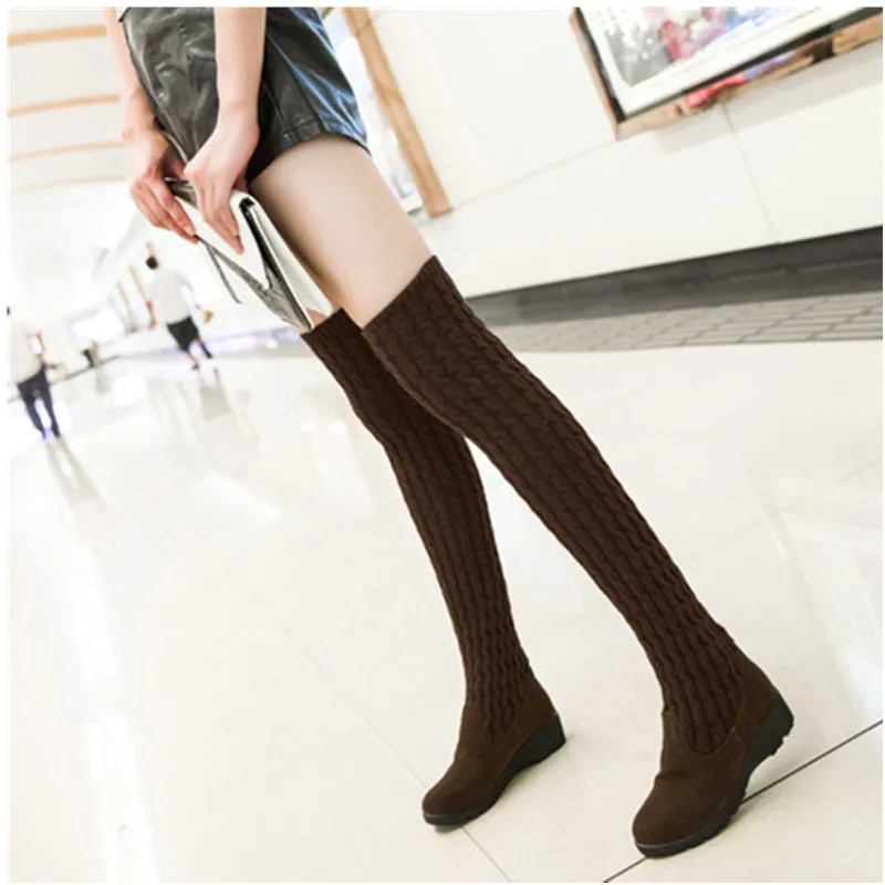Free Shipping 2019 Spring Women's High Boots Women Stretch Fabric 2018 Sexy Slip on Woman Flat Shoes | Обувь