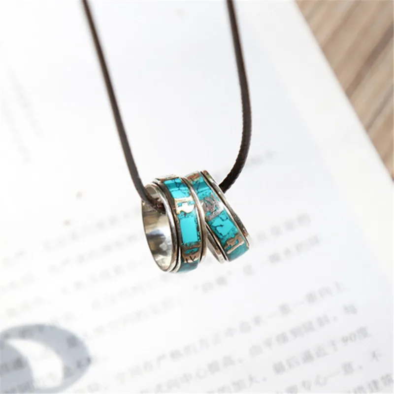 R206 Тибетский мантра амулет вращающиеся кольца на удачу для мужчин Ом Мани пад мне