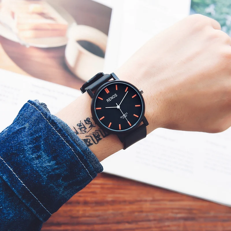 Renos стильная влюбленных Наручные часы с коробкой просто смотреть модные