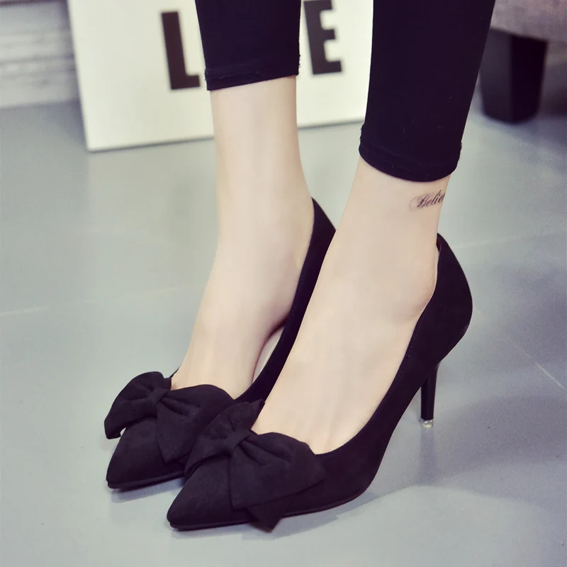 Туфли из органической кожи 7 см женские туфли лодочки с бантом 6 цветов удобные