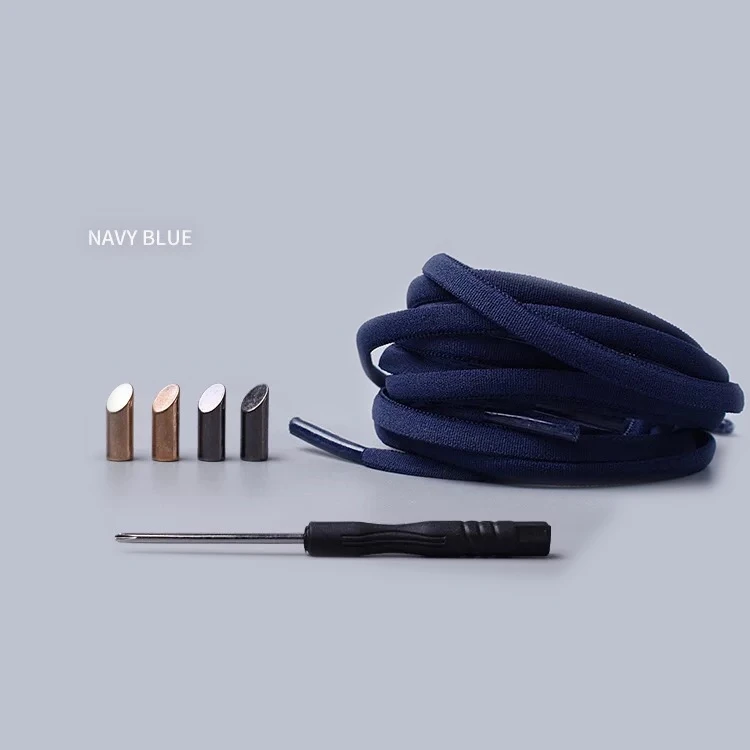 Navy blue 1 пара шнурков для обуви без завязок полукруглые эластичные шнурки для детей и взрослых, кроссовки для быстрой шнурки, шнурки для обуви для ленивых, 15 цветов, кружевные корзины - Цвет: Navy blue