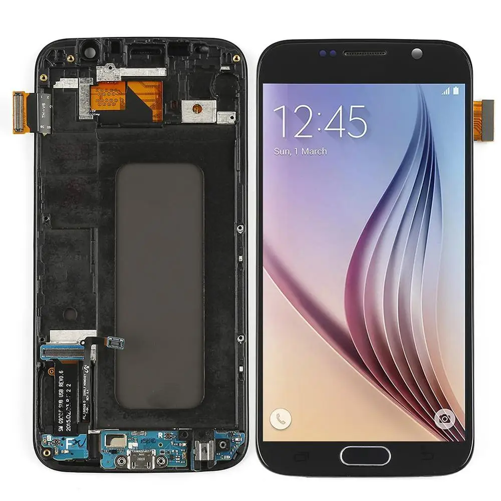 AAA BLACK LCD G920F ЖК-дисплей для samsung Galaxy S6 G920 G920F ЖК-дисплей дигитайзер сенсорный экран с рамкой в сборе для samsung G920f дисплей - Цвет: AAA BLACK LCD
